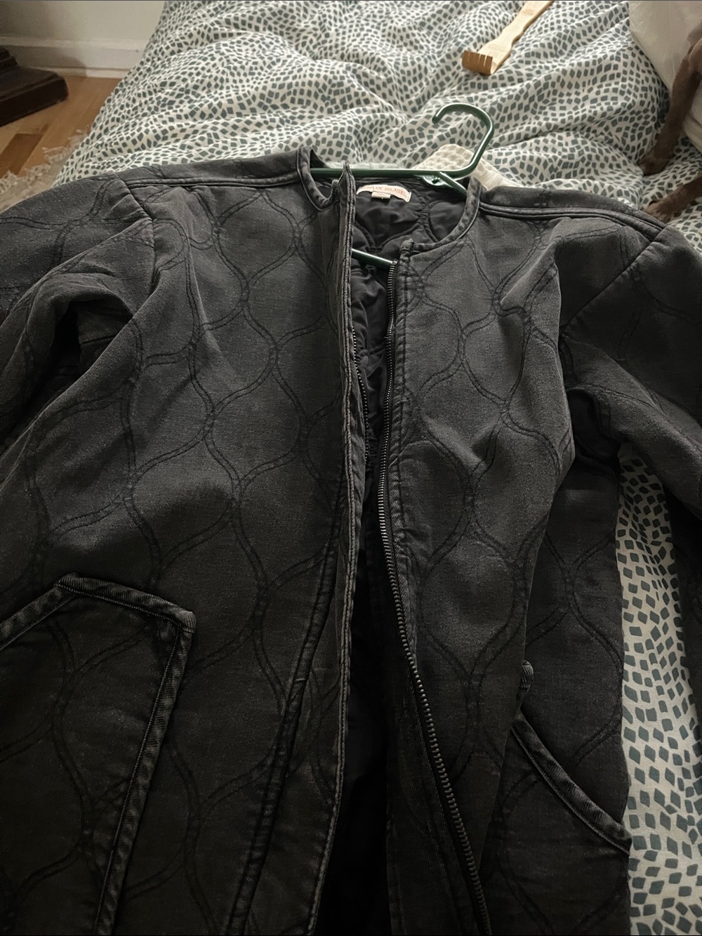 Knox Rose Black Quilted Zip-Front Jacket